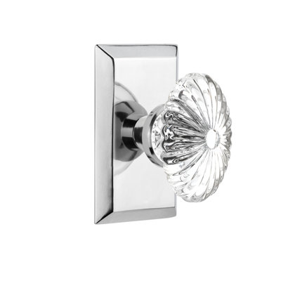 Plaque de studio avec bouton de porte ovale en cristal cannelé