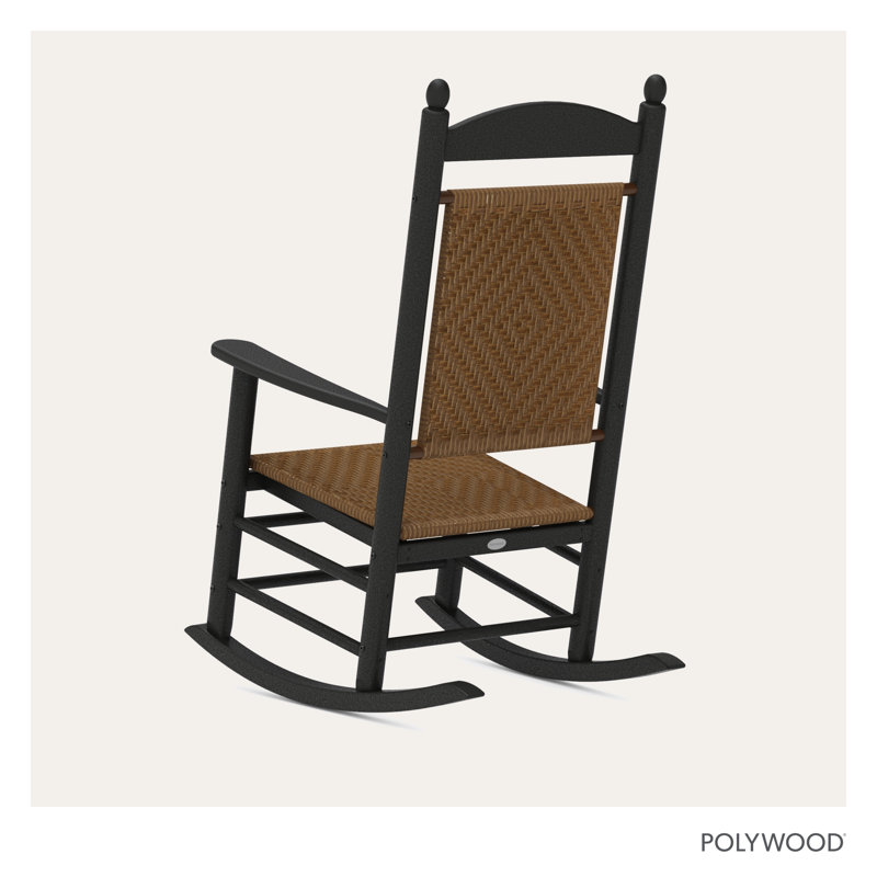 POLYWOOD Rocker Jefferson Woven Rocking Chair, Black