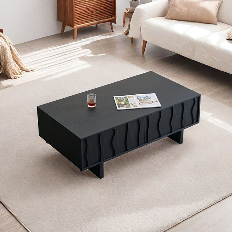 Light luxury retro rectangular coffee table, 18.3" H x 51.2" L x 27.6" W