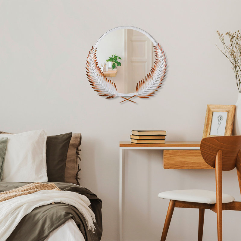 Decorative Mirror, Brown/White, 22.4" x 23.2"