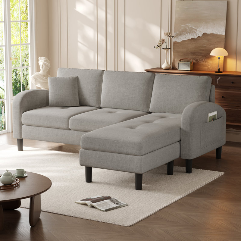 3 Seater Linen Sofa, Grey