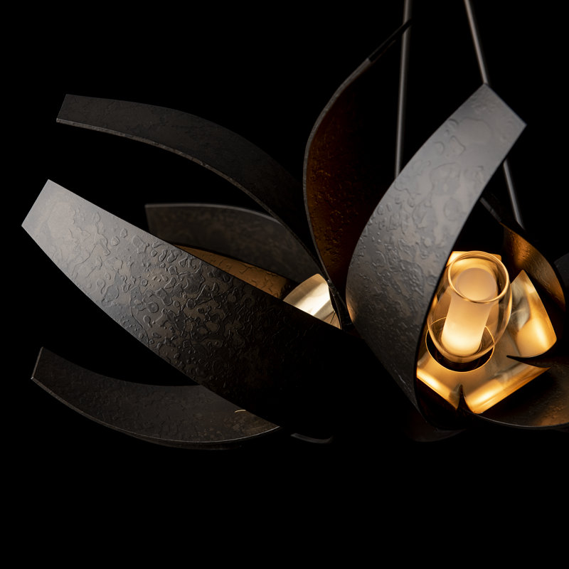Luminaire suspendu géométrique unique à 6 lumières Corona, Fumée foncée
