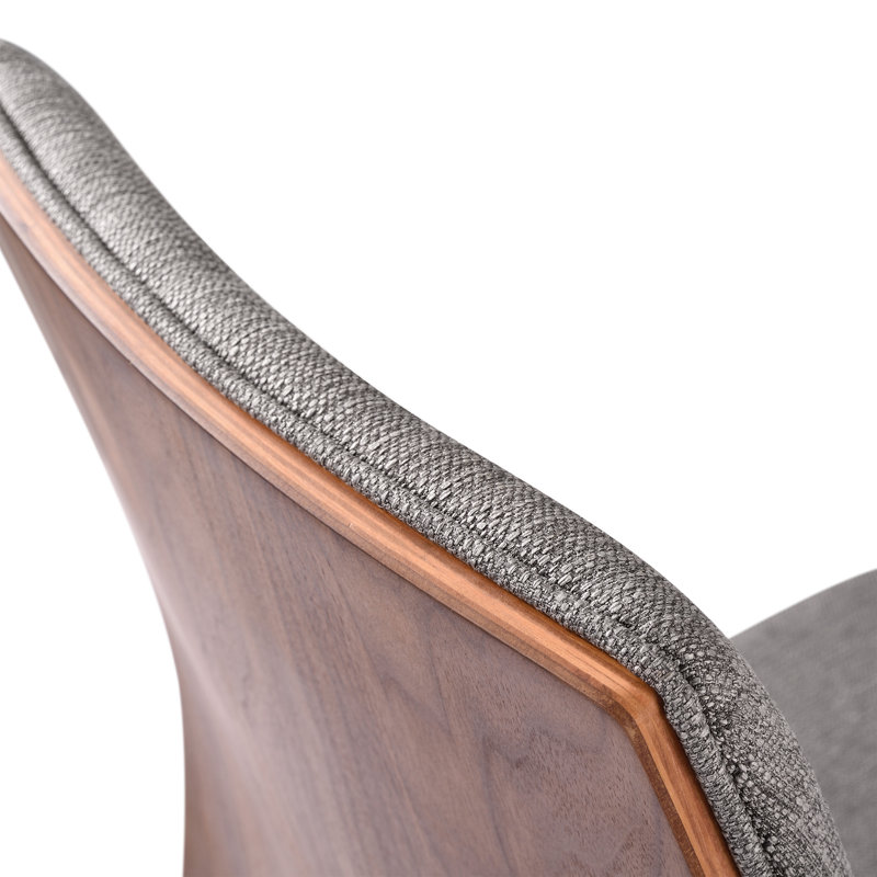 Cannock Mid-Century Armless Dining Chairs in Gray Fabric and Walnut Finish
