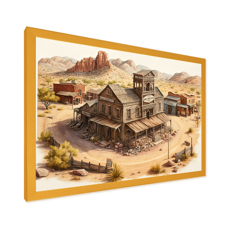 Wild West Town I - Impression sur toile, Impression dorée sur toile encadrée, H 16 po x l 32 po x P 1 po