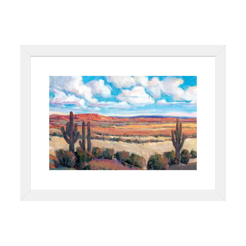 «Desert Heat I» par Tim Ottoole - reproduction d'art, H 24 po x l 32 po x P 1 po, Papier encadré blanc, Blanc