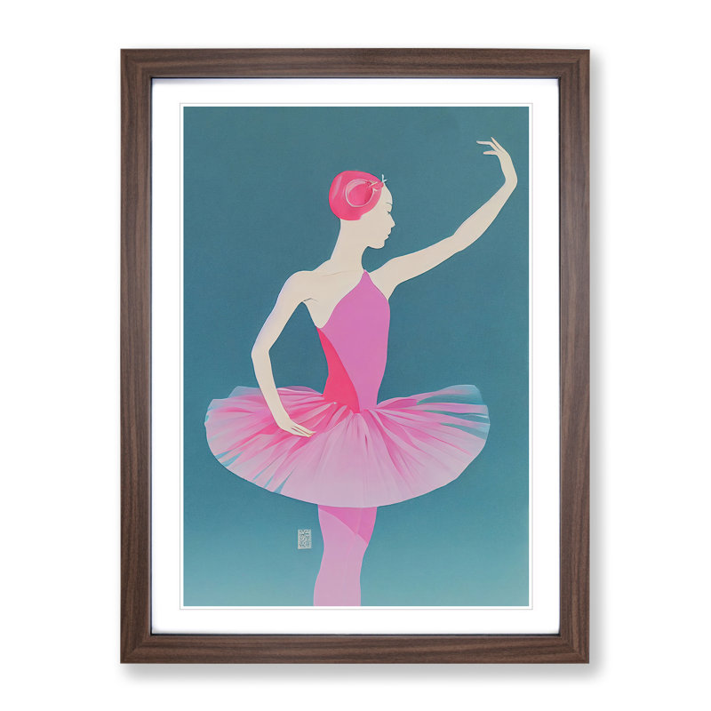 Ballerina Profile - Single Picture Frame Painting, 64cm H x 46cm W x 2cm D, Walnut Framed