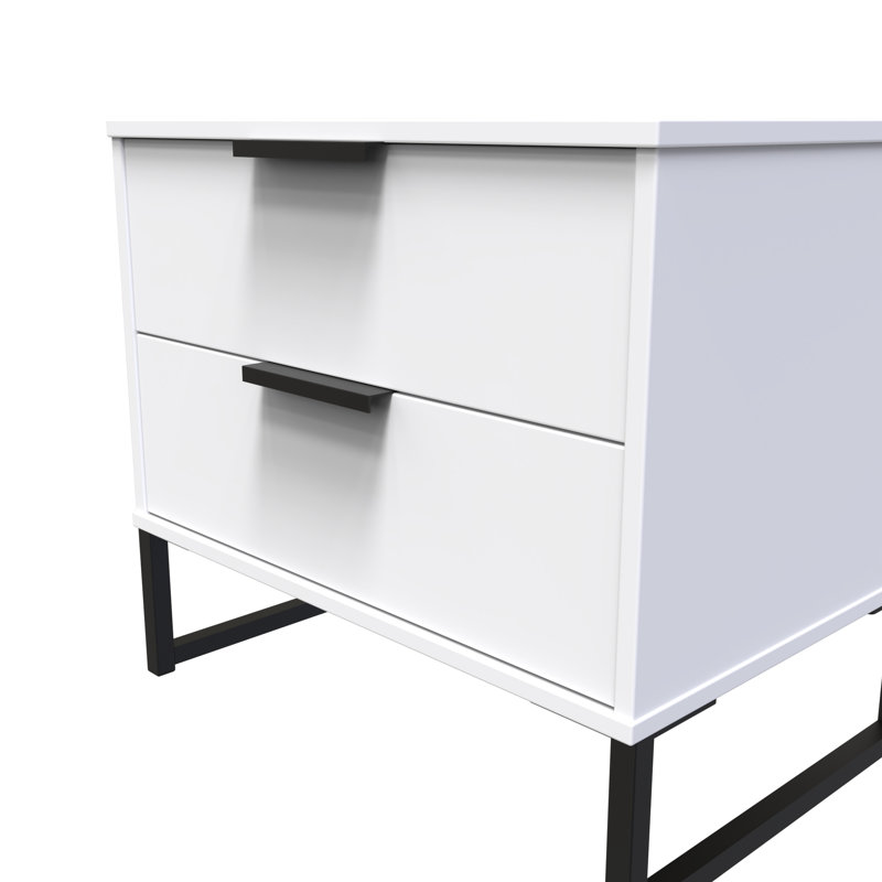 Turah 58cm W Manufactured Wood Bedside Table, White Matt