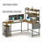 L Shaped Corner Computer Desk With Power Outlet, LED Light, Storage Shelf, And Monitor Stand - Reversible Gaming Desk, Rustic Brown | Gift Idea