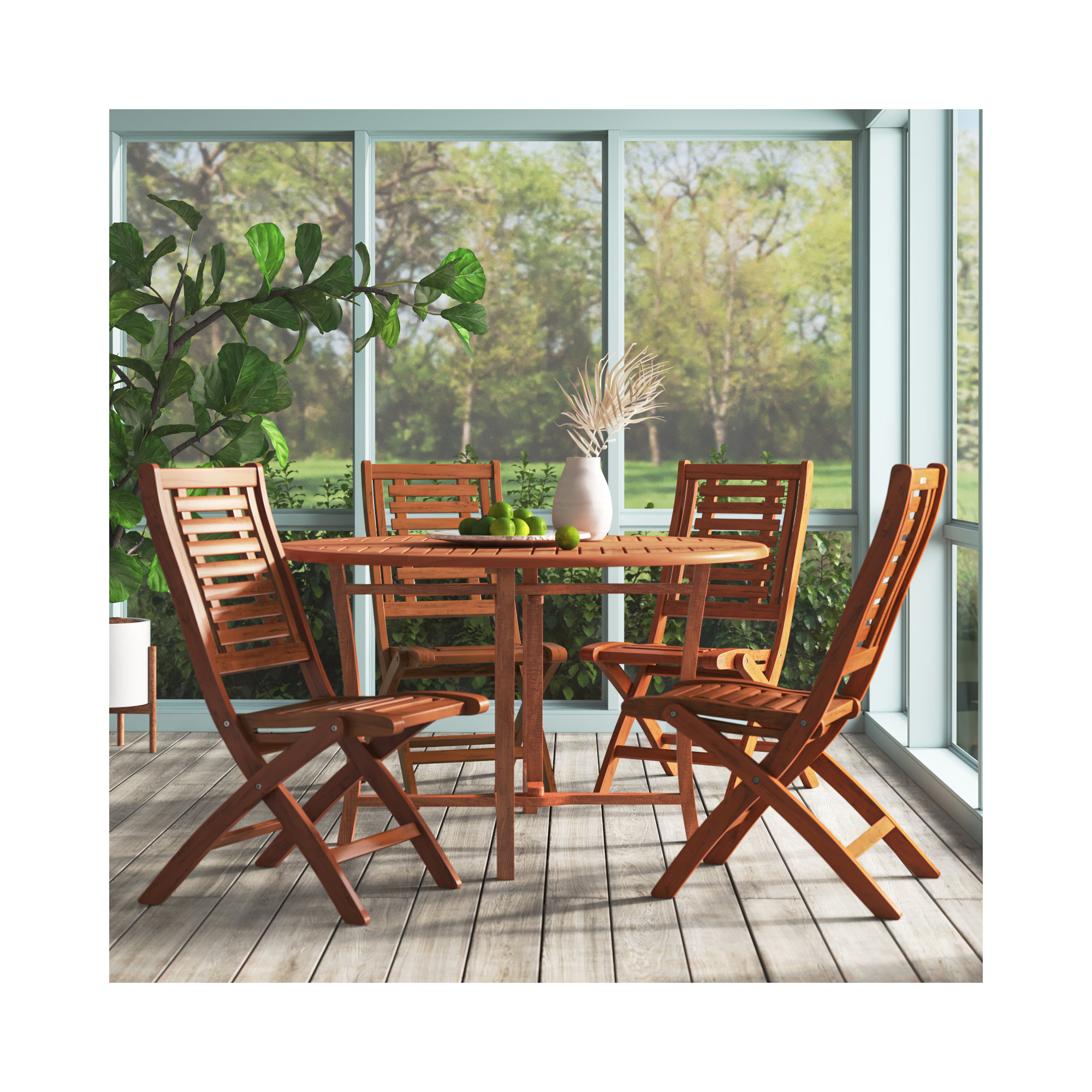 Kinsler Brazilian Eucalyptus 5 Piece Dining Set, 48"
