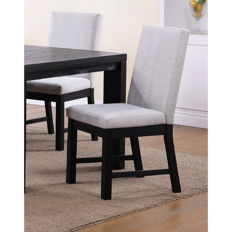 2 chaises d'appoint en bois à finition noire 2 pièces avec rembourrage en tissu gris - Style transitionnel contemporain pour le mobilier de salle à manger rembourré
