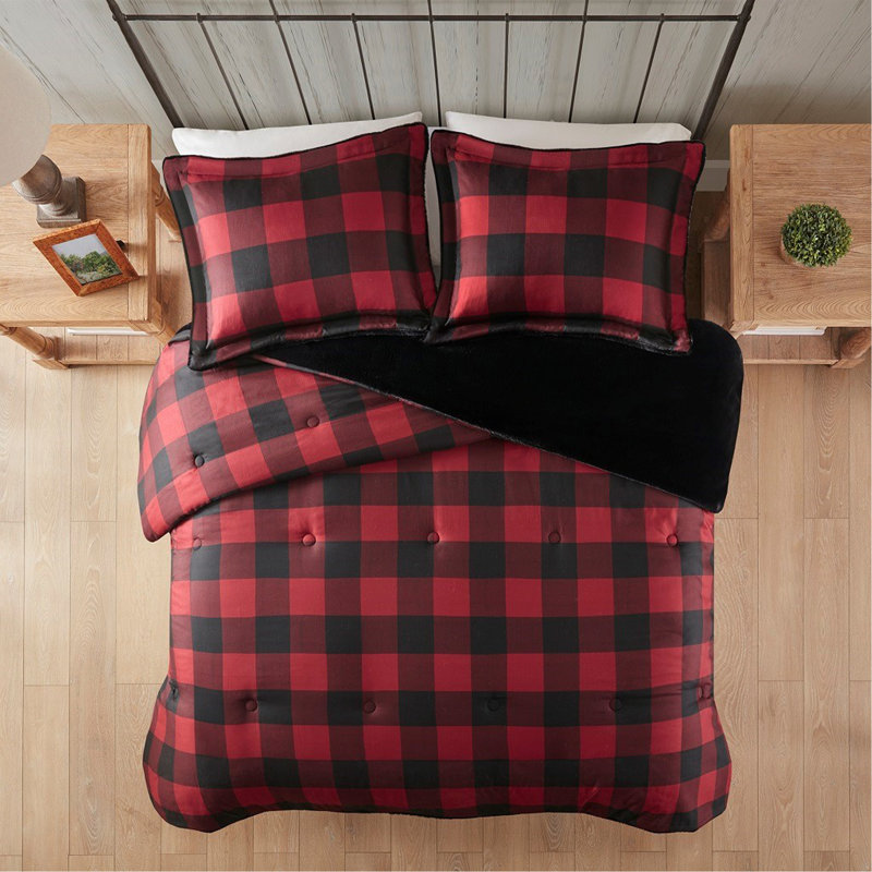 Ensemble d'édredon en duvet synthétique double / grand, Édredon pour grand lit + 2 taies décoratives, Rouge