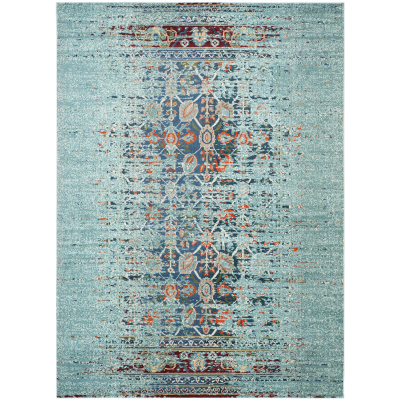 Tapis oriental bleu Hertzler, Rectangle 9 pi x 12 pi, Bleu