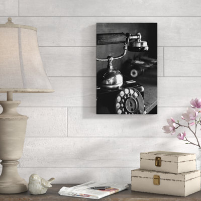 Téléphone noir et blanc - reproduction sur toile