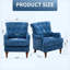 Fauteuil d'appoint en chenille bleu riche pour les loisirs de lecture dans le salon avec des pieds en bois massif rétro