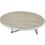 Table basse ovale avec placage en chêne gris patiné et structure en métal noir