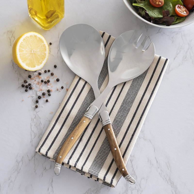 French Home Laguiole 2-Piece Olive Wood Salad Server Set