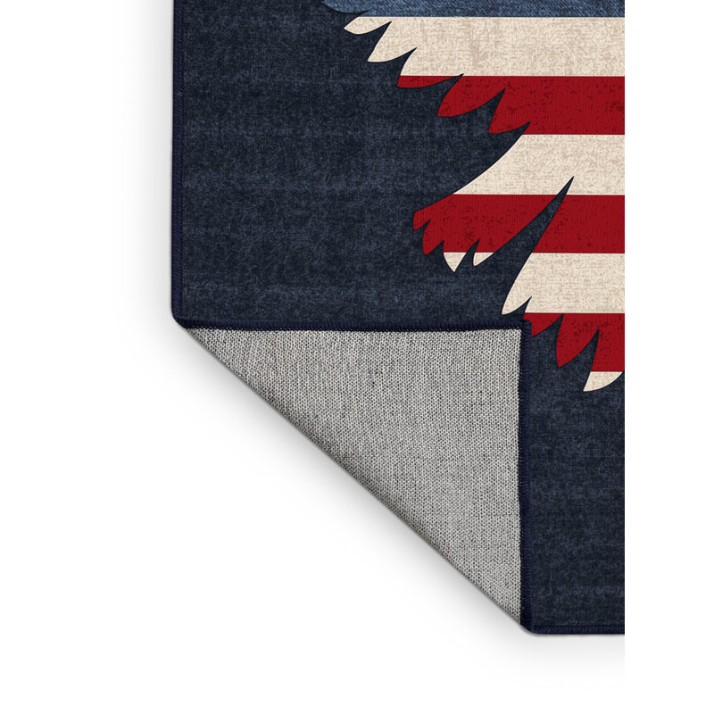 Tapis gris moderne et contemporain lavable à la machine en tissu gris et bleu marine Karlov, 6 x 9