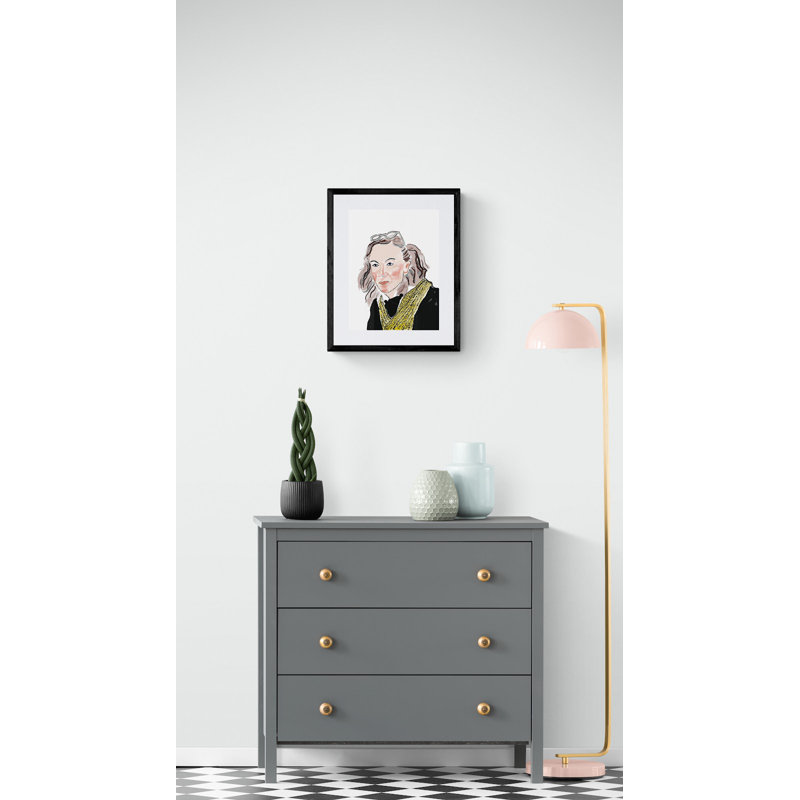 Yellow Scarf Print by Deborah Blum, Black Framed Paper, 20" H x 16" W
