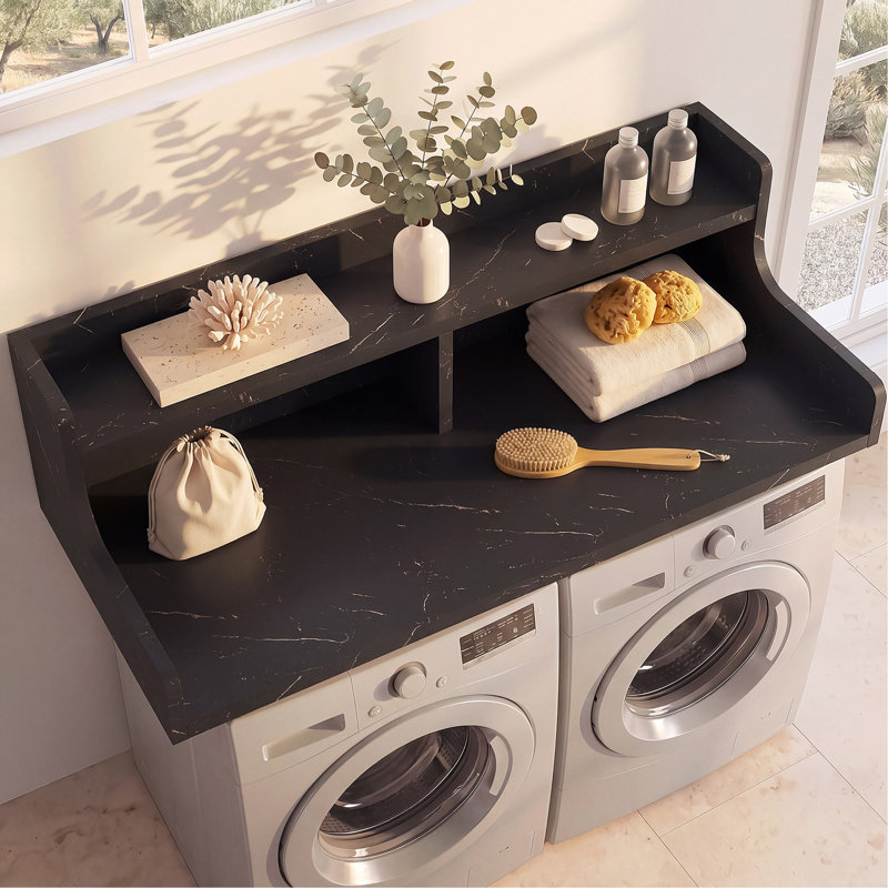 Laveuse-sécheuse de comptoir, l 54 po x P 27,6 po, laveuse et sécheuse à bois à 2 niveaux, avec espace pour la laveuse et la sécheuse