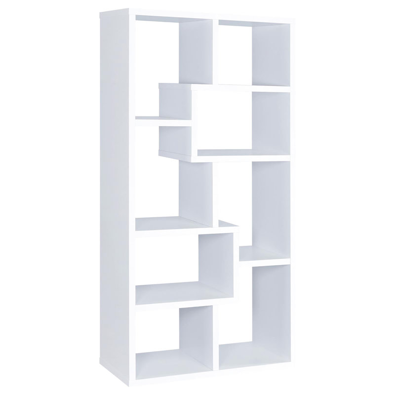 Bibliothèque géométrique blanche à 8 tablettes - pour 8 pièces