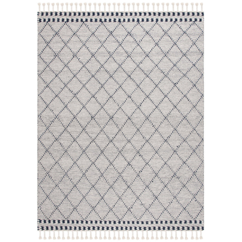 Dessiree Hand Woven Wool And Cotton Geometric Rug, Rectangle 8' x 10'