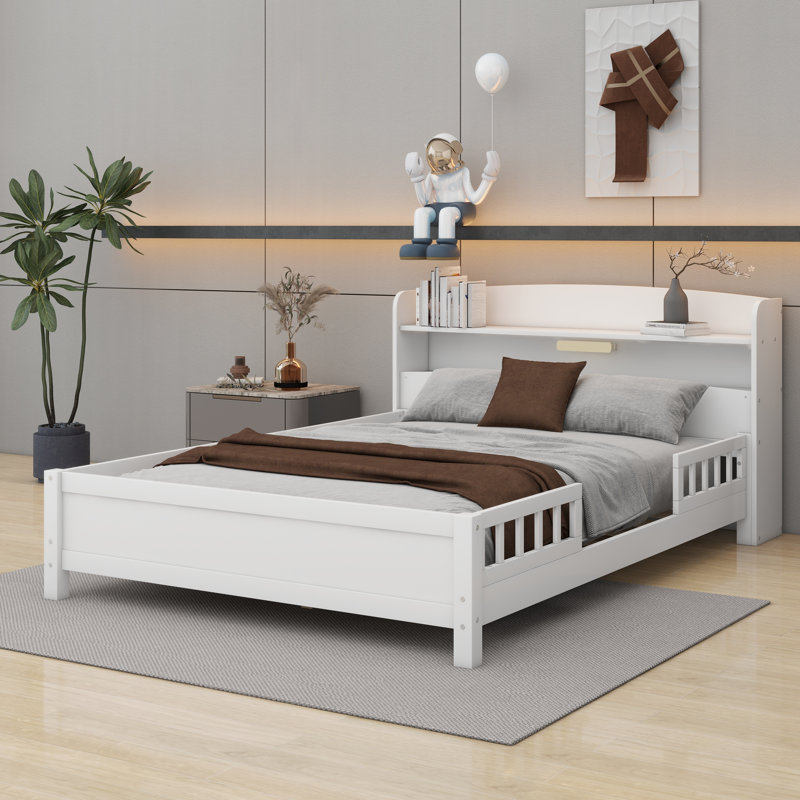 Lit plateforme avec rangement Eriny, Blanc