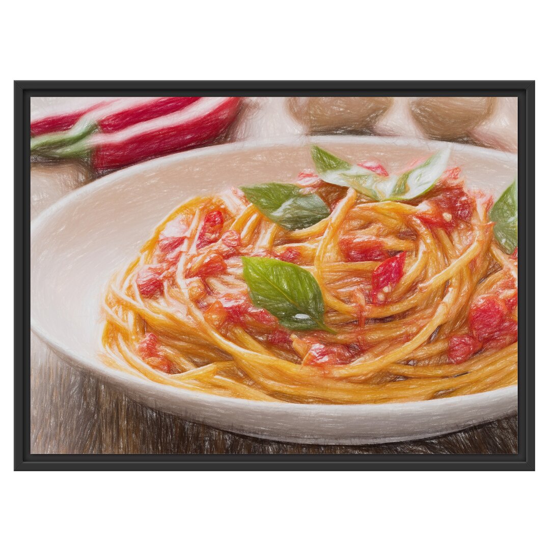 Gerahmtes Wandbild Rustikale italienische Spaghetti