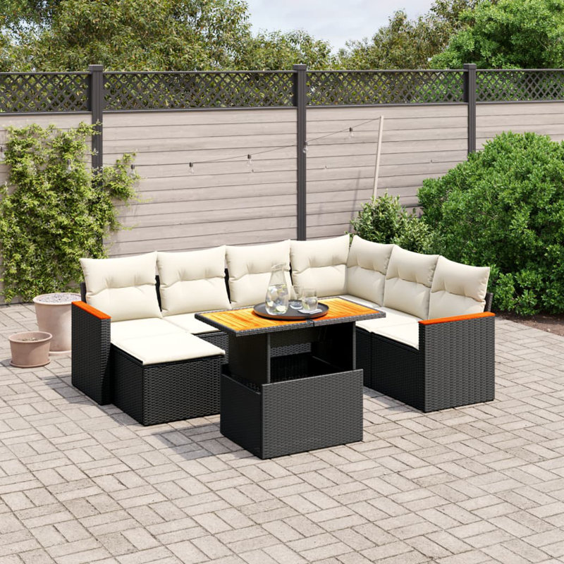 Vidaxl Garden Sofa Set Black, Cream White
