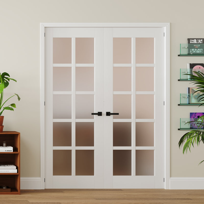Intérieur Porte en verre givré à 10 panneaux avec porte à garde-manger pré-montée à panneau de base solide avec bande à assemblage rapide