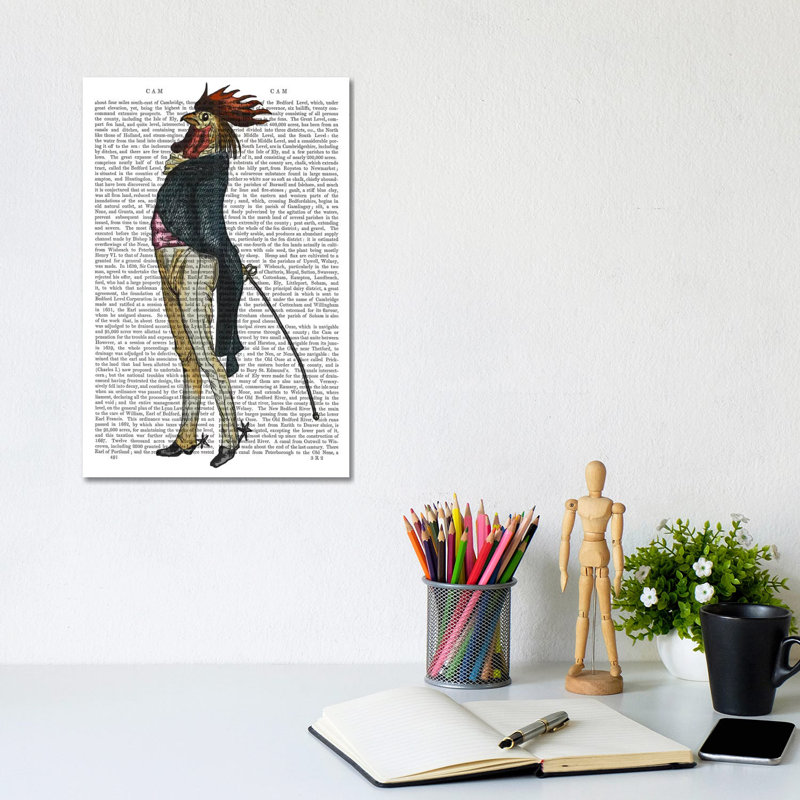 «Cockerel with Spurs» par Fab Funky - impression d'art graphique, Toile tendue, Aucun mat, H 12 po x l 8 po x P 0,75 po
