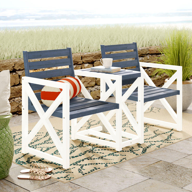 Banc tête-à-tête en bois Denslowe, Gris ardoise foncé