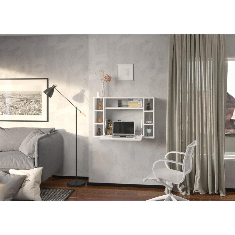 Rosiclare Floating Desk, White Gloss