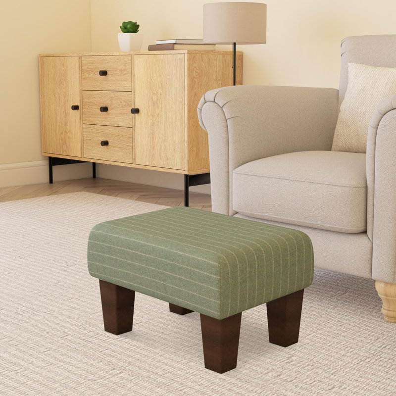Autryville Wood Contemporary Leg - Pinstripe Wool, Mahogany, Seaglass Green