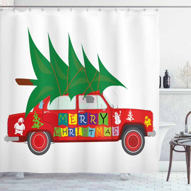 Rideau de douche à simple arbre de noël avec arbre de noël xmas, H 75 po x l 69 po