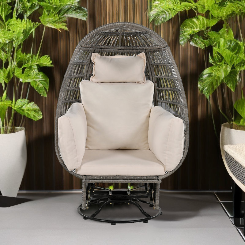 Fauteuil œuf pour 1 personne Sulochna, Beige, Gris