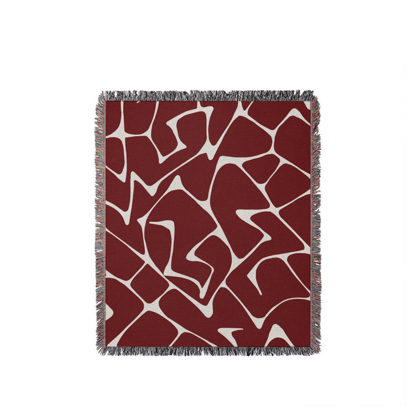 Jeté 100% coton abstrait Mola, L 60 po x l 60 po, Rouge