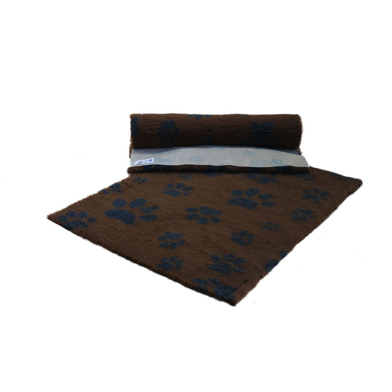 Vet Fleece Bedding | Non-Slip Multi-Paws Vet Bed O Animal Print Fleece Pet Bed, 3cm H x 91cm W x 91cm D, Brown/Charcoal