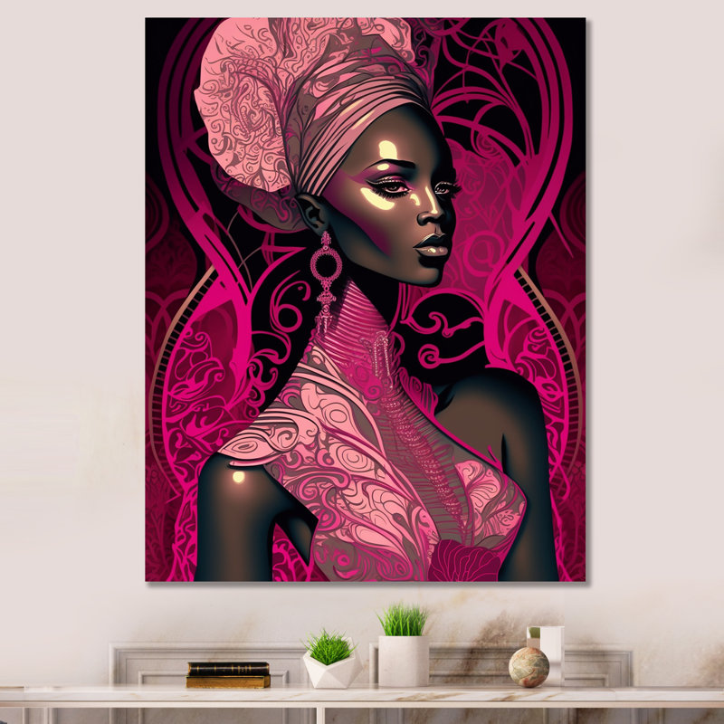 Edo, beau modèle rétro afro-américain sur toile, H 32 po x l 24 po x P 1 po, Toile tendue