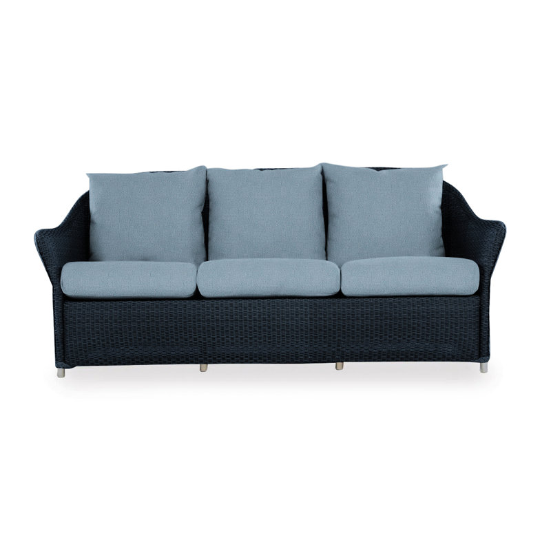Weekend Retreat Outdoor 3 - Seat Patio Sofa, Sailcloth Seagull, Ebony