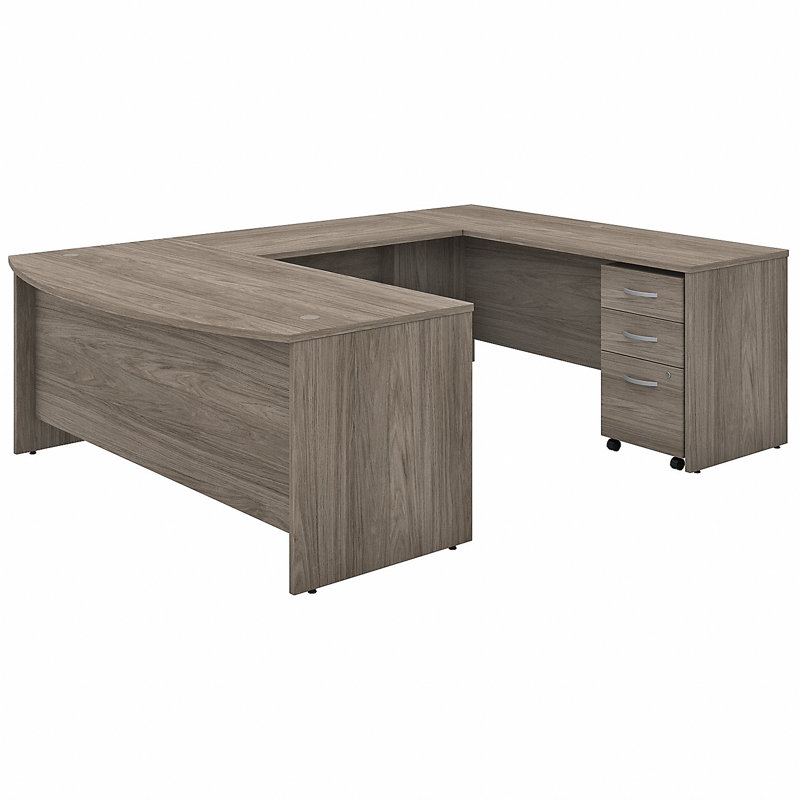 Studio C U-Shaped Executive Desk, Modern Hickory
