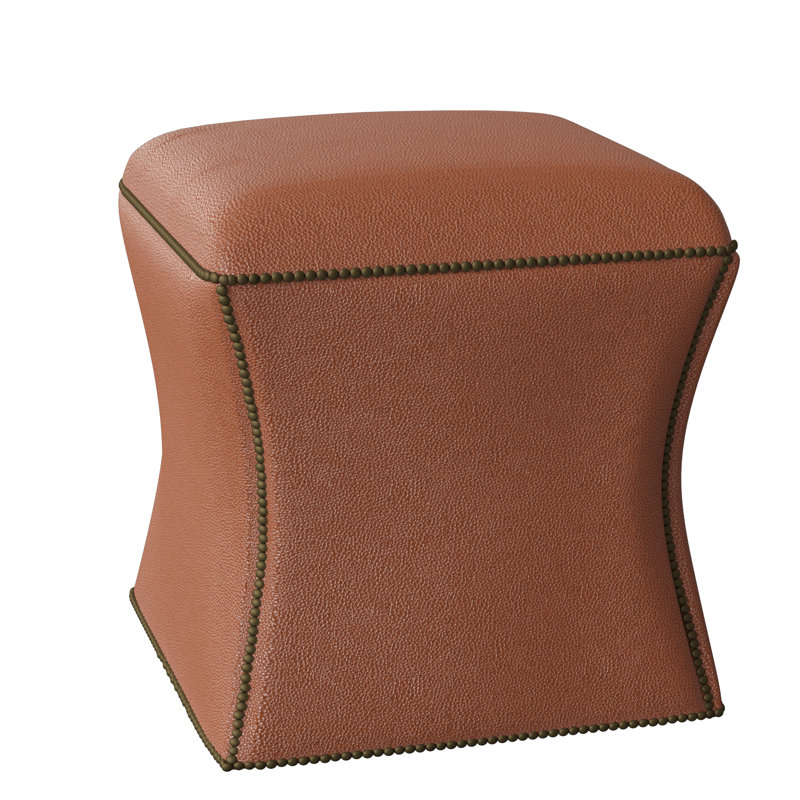 Roscoe 20" Cocktail Ottoman, Brass, Light Grey Leather 202-010