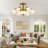 6+2-Light Semi-Flush Mount Ceiling Light, Chandelier with Frosted Glass Shades-2080940336
