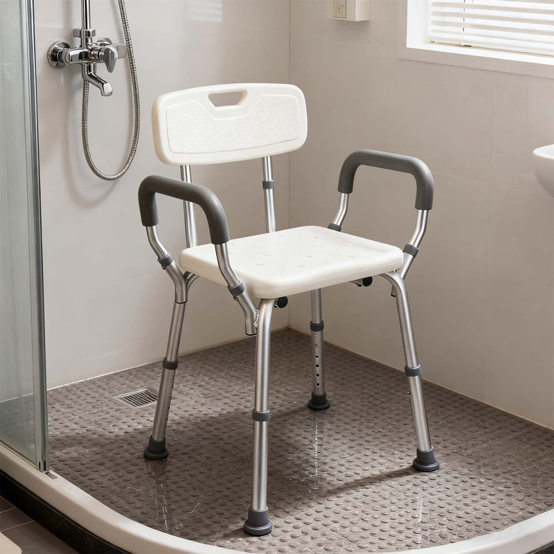 Chaise de douche avec dossier pour salle de bain, capacité de 300 lb pour les personnes âgées et les personnes à mobilité réduite