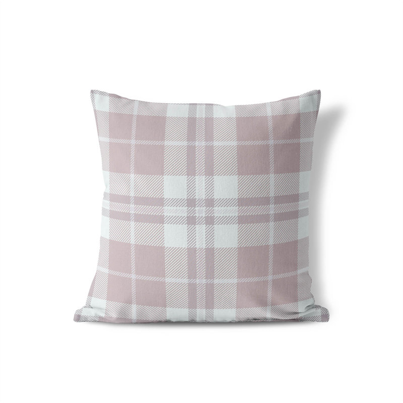Coussin Tartan, H 20 po x l 20 po, Rose