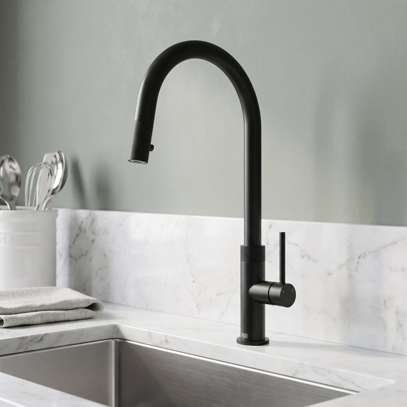 Bristol 19" H 1-handle Pull-Down 2-Function Sprayer Kitchen Faucet, Matte Black