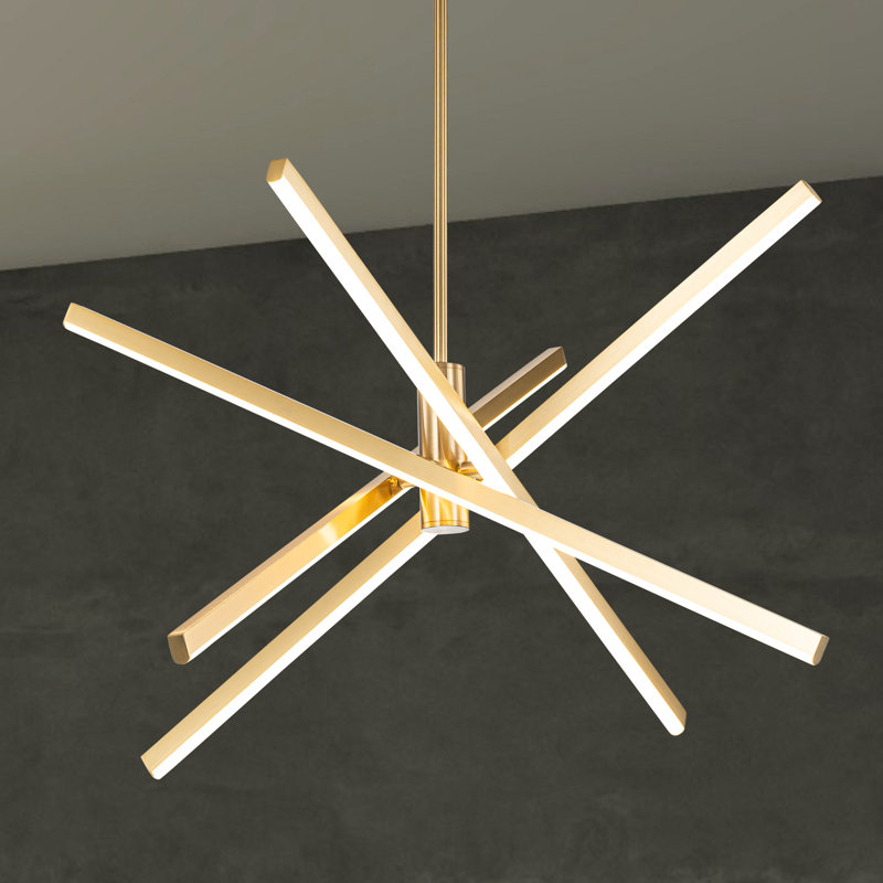 Athiran Aluminum Dimmable LED Modern Linear Chandelier, Light Gold