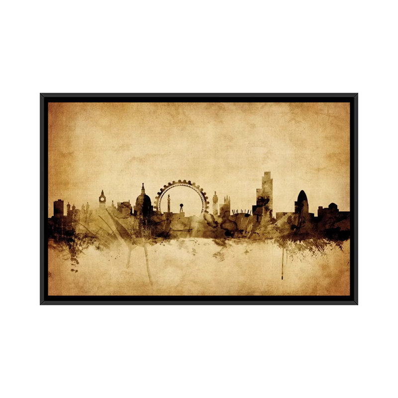 Foxed (Retro) Skyline Series: Londres, Angleterre, Royaume-Uni II, impression sur toile tendue, H 32 po x l 48 po x P 1,5 po