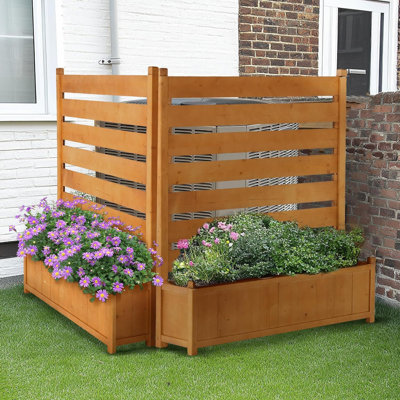 Outdoor Privacy Screen, Air Conditioner Trash, Wood Fence Panels with Flower Box, Planter by ShangQuan WuLiu