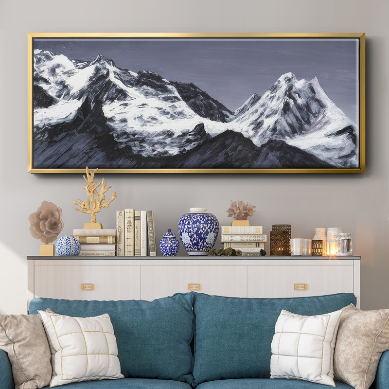 Moonlit Mountain Range I - Framed Canvas