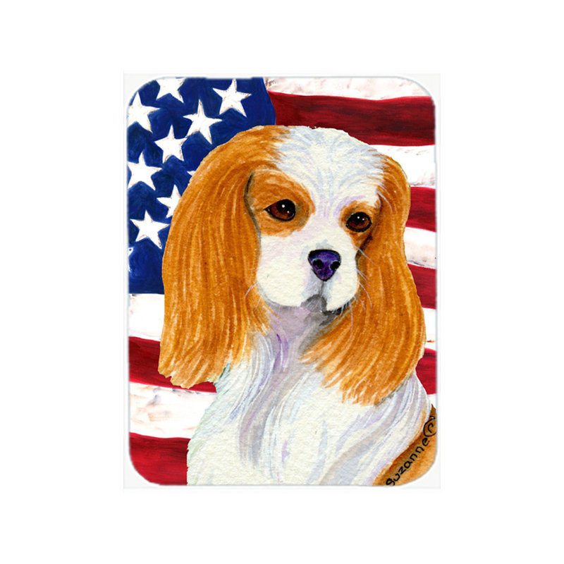 Drapeau américain avec planche à découper en verre épagneul patriotique USA